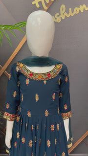 Girls Navy Blue Long Dress