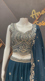 Party wear Teal Blue Lehenga set