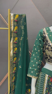 Designer Garba Green Georgette Lehenga set