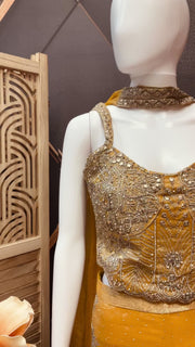 Yellow Indo Western Party Wear Palazzo set