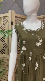Green - Pure Cotton Long Kurti/Frock