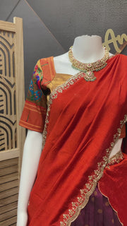Paithani Half Saree/Lehenga set in Wine Color