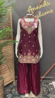 Wine Glass Tissue with Embroidery Sharara Set