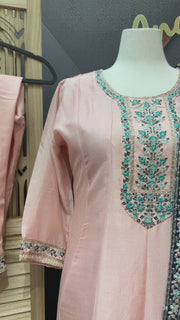 Plus Size Pastel Colors Anarkali Kurti Set