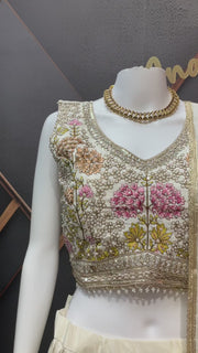 Half white Party Wear lehanga set