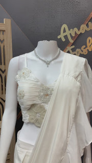 White Ready to wear Saree