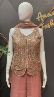 Women’s Pastel Pink Party Wear Palazzo set