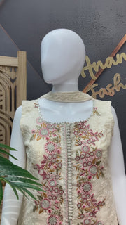 Off White Embroidered Sharara Set