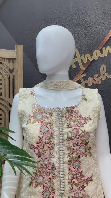 Size 38-Half White Sharara Set