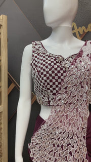 Wine color Ready to wear saree