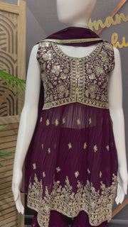 Teenage Girls - Wine Color Sharara set