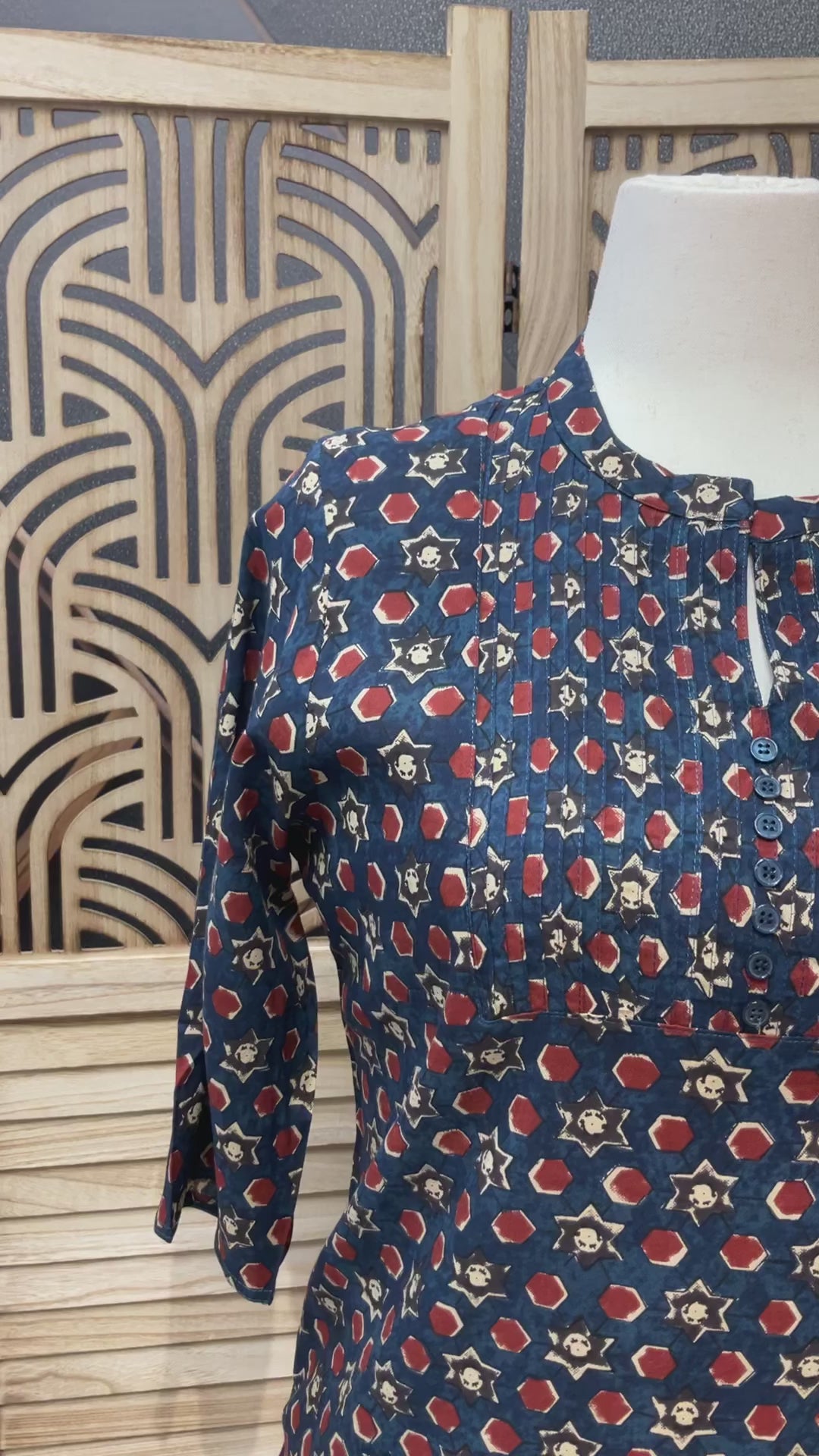 Size 50- Plus Size Navy Blue Color Pure Cotton short kurti