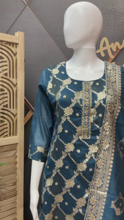 Benarasi Teal Blue Kurti set