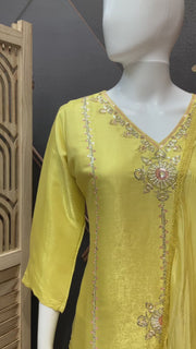 Yellow Party Wear kurti set