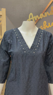 Navy Blue Chikankari Short Kurti
