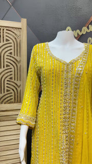/Indian M Yellow Georgette Palazzo/ Sharara Set