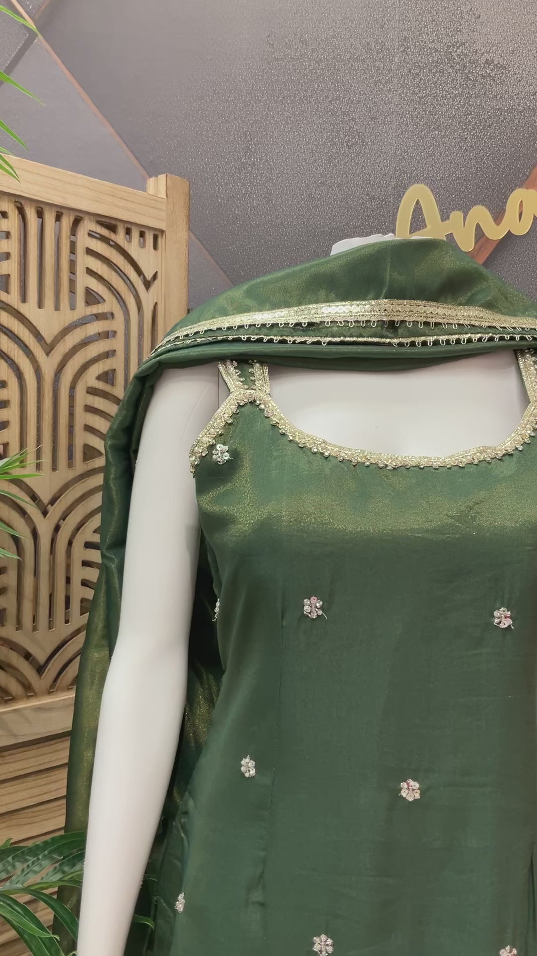 Sleeveless Tissue Sharara Set Size 40 - Designer Party Wear