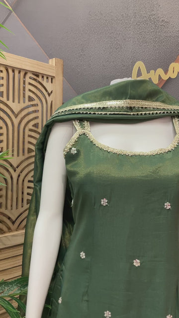 Sleeveless Tissue Sharara Set Size 40 - Party Wear with Embroidery