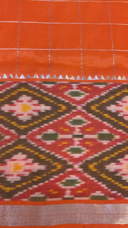 Mangalagiri Checks with Ikkat Print Silk Saree