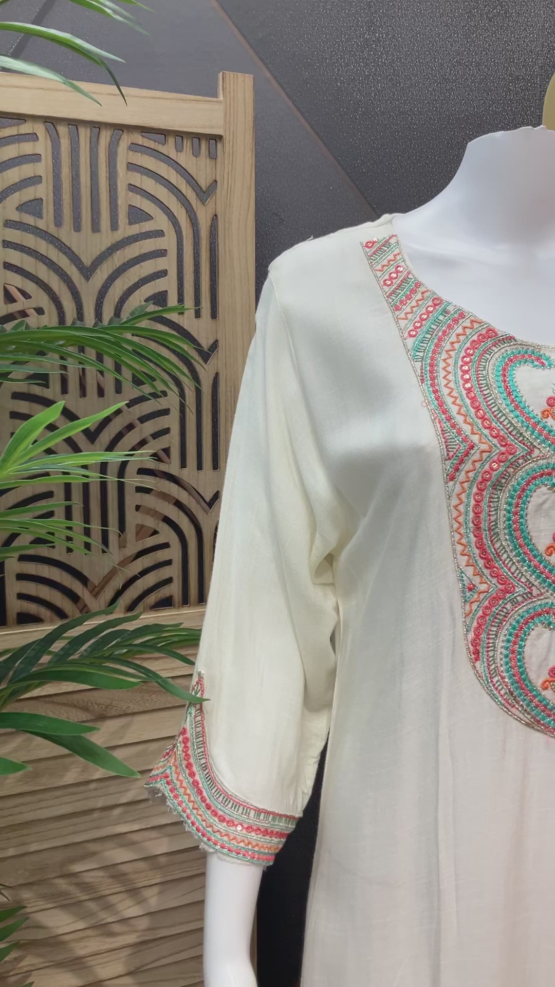 Half white Kurti with Embroidery work- Size 40/US S