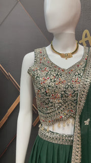 Green Party Wear Lehenga set