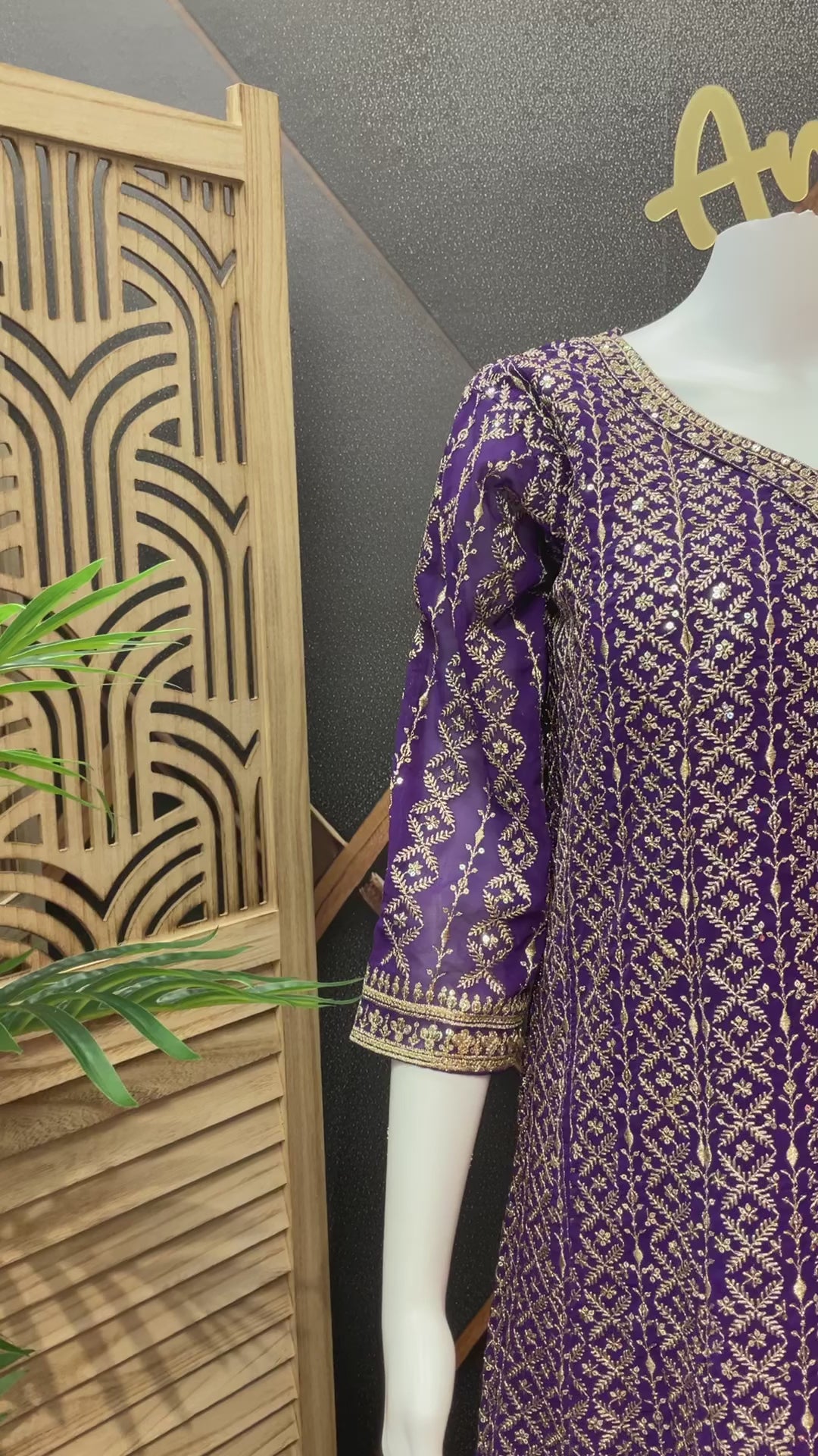 Purple Georgette Anarkali Kurti set - Party Wear - Size 40/ US Small