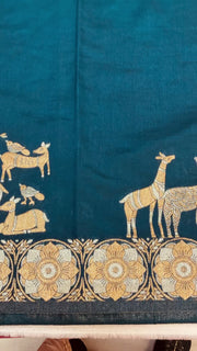 Semi Benarasi Saree with Contrast Stitched Blouse - Premium Quality
