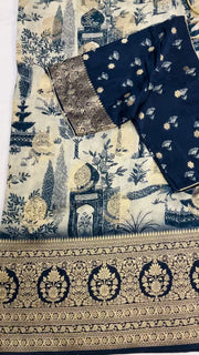 Unique Designer Russian Silk Saree with Stitched blouse