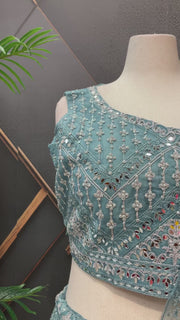 Plus Size Blue Party Wear Lehenga set