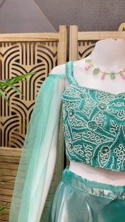 Fancy Satin Silk Lehenga Set with Long Sleeves