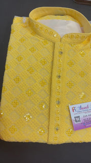Boys Chikankari Kurta Pajama Set - Traditional Embroidery Kids Wear