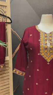 Plus size Maroon Party Wear kurti set