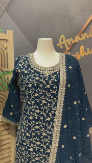 Party Wear Navy Blue Sharara set