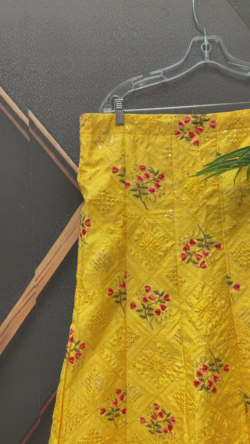 Bright Yellow Lehenga Skirt - Party Wear