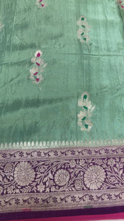 Mint Green Benarasi Silk saree with Stitched Blouse