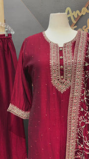 Maroon Plus Size Party Wear Kurti set