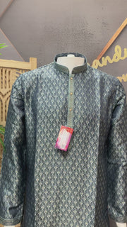 Men’s Gray Blue Kurta Set