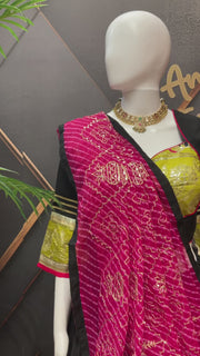 Black Garba Chaniya Choli set with Leheriya Dupatta
