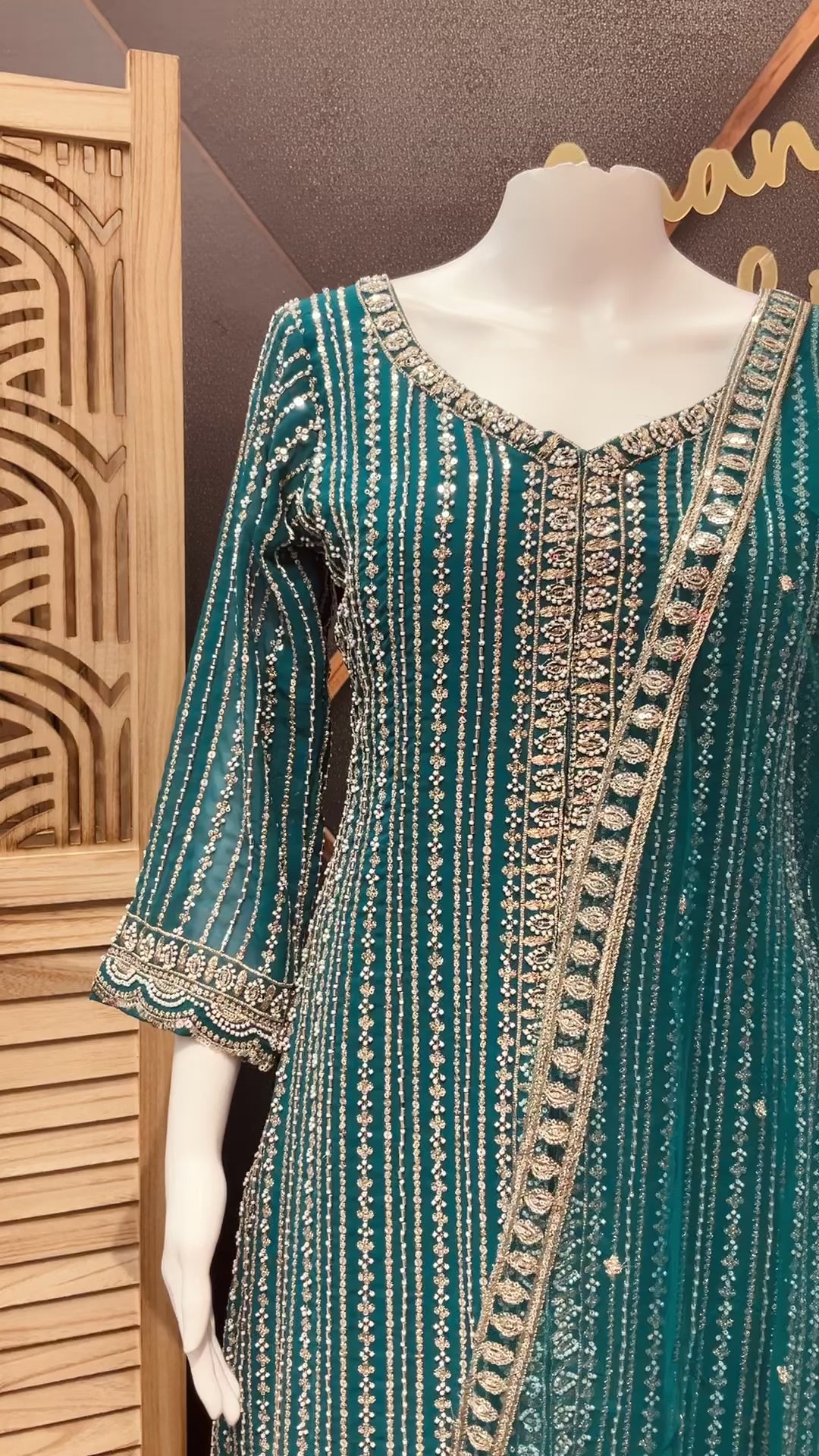 Size 38/Indian M - Party Wear Rama Blue Georgette Palazzo/Sharara set