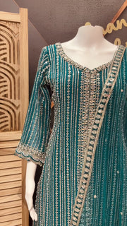 /Indian M Rama Blue Georgette Palazzo/ Sharara Set