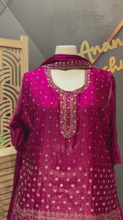 Plus Size Wine Lehenga with Long Blouse