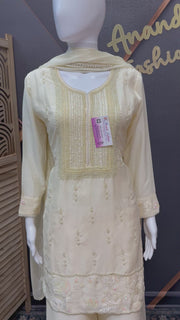 Cream Color Embroidered Palazzo Set