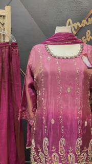 Pink Plus size Party Wear Palazzo set