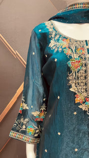 Teal Blue Party Wear Palazzo set