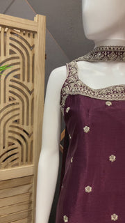 Wine Party Wear Sleeveless Palazzo set