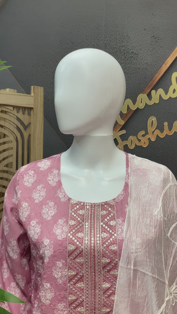 Light Pink -Cotton Chikankari Kurti set