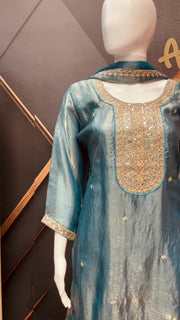 Women’s Pastel Blue Party Wear Palazzo Set