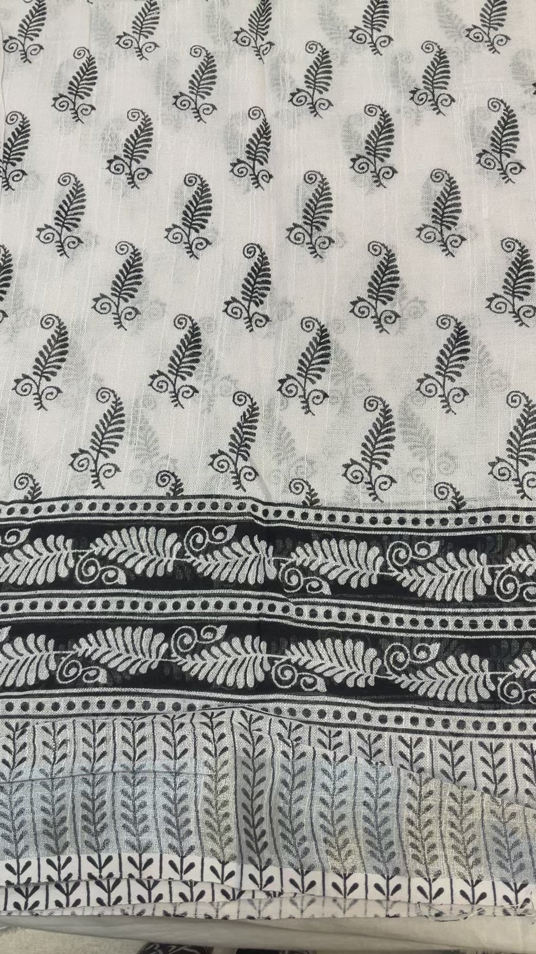 White & Black Linen Saree