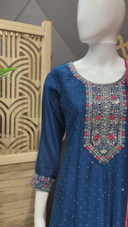 Blue anarkali Party Wear Kurti set