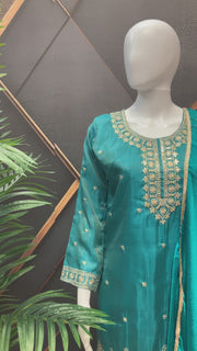 Ocean Rama Shimmery with Gold Zari Palazzo Set